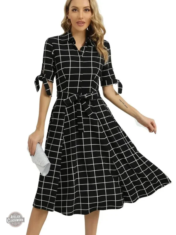 robe-noire-classe-1 Robe noire à carreaux élégante et gothique