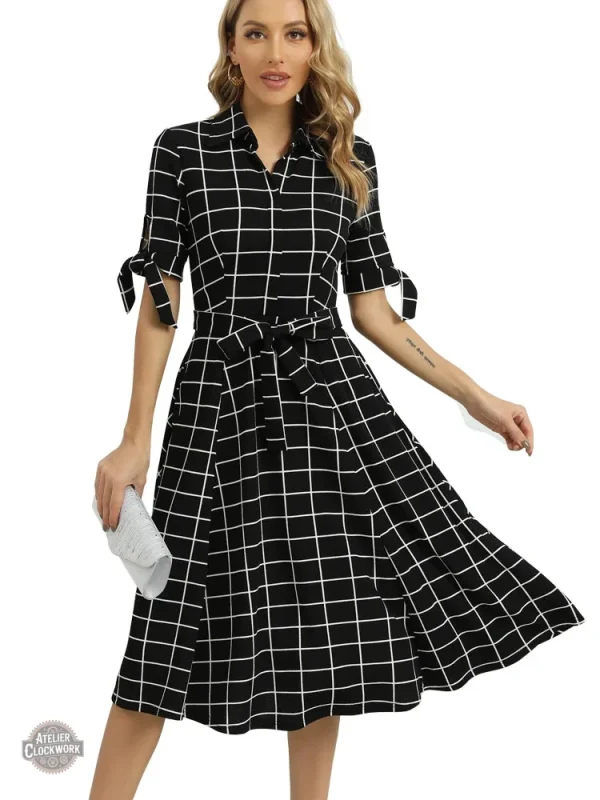Robe à carreaux noirs pour une touche de mystère élégante