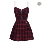 Robe Tartan Rouge Steampunk pour une allure victorienne