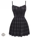 Robe Steampunk en tartan rouge, style vintage