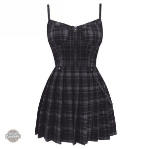 Robe Steampunk en tartan rouge, style vintage