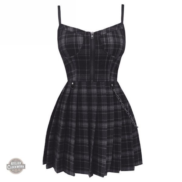 Robe Steampunk en tartan rouge, style vintage