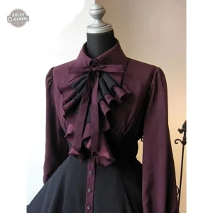 Robe victoriènne bordeaux : style Lolita raffiné