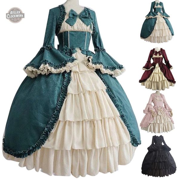 Robe Steampunk avec manches évasées pour femme