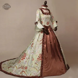 Tenue Steampunk Femme : Robe Victorienne marron élégante