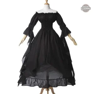 Robe Victorienne Médiévale - col bardot et manches papillon