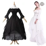 Robe Steampunk avec col bardot élégant et manches fluides