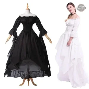 Robe Steampunk avec col bardot élégant et manches fluides