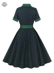 Robe Victorienne Steampunk élégante à carreaux