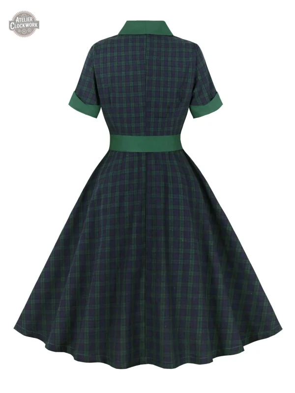 Robe Victorienne Steampunk élégante à carreaux