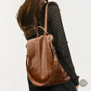 Sac à dos cuir femme avec design rétro élégant