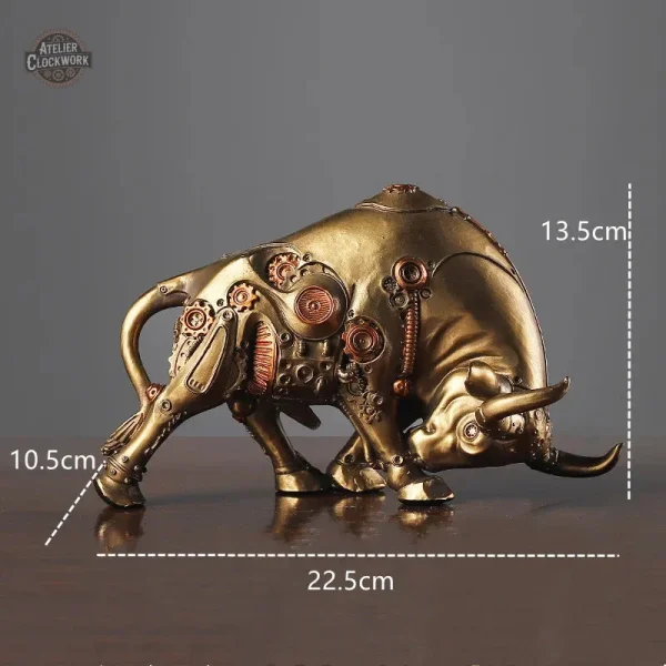 Sculpture taureau inspirée du mouvement steampunk