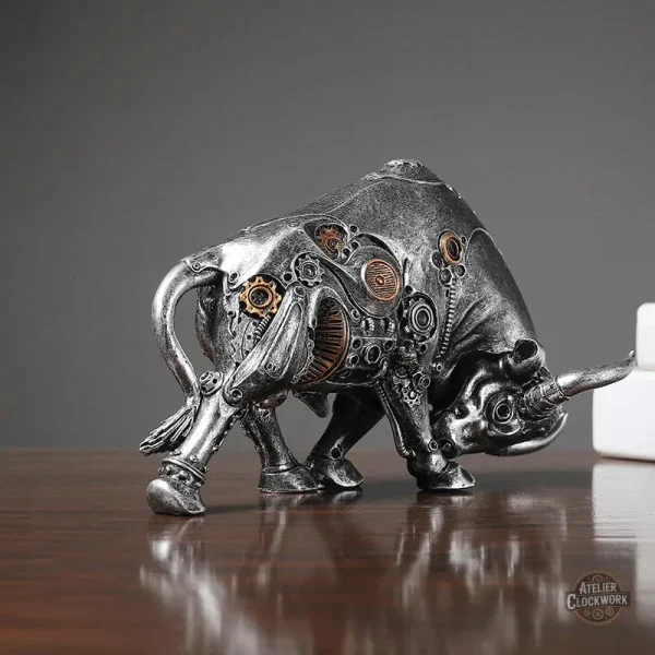 Objet d'art taureau steampunk avec détails raffinés