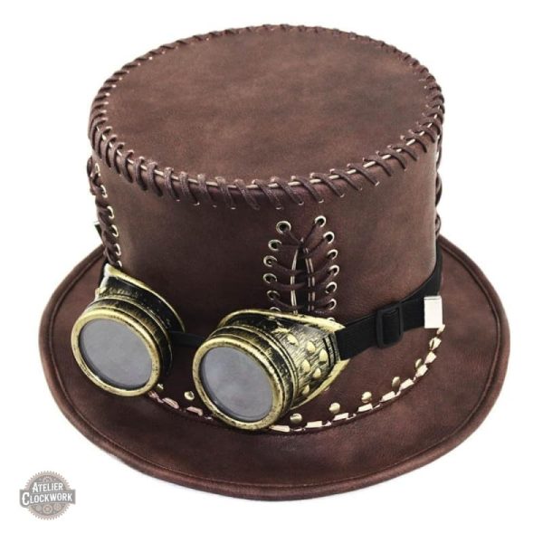 Haut de forme en cuir pour style steampunk