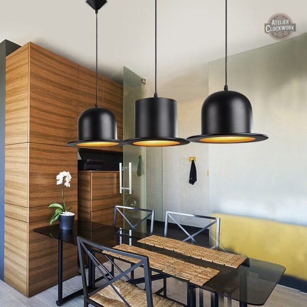 Lustre design steampunk inspiré du chapeau haut de forme