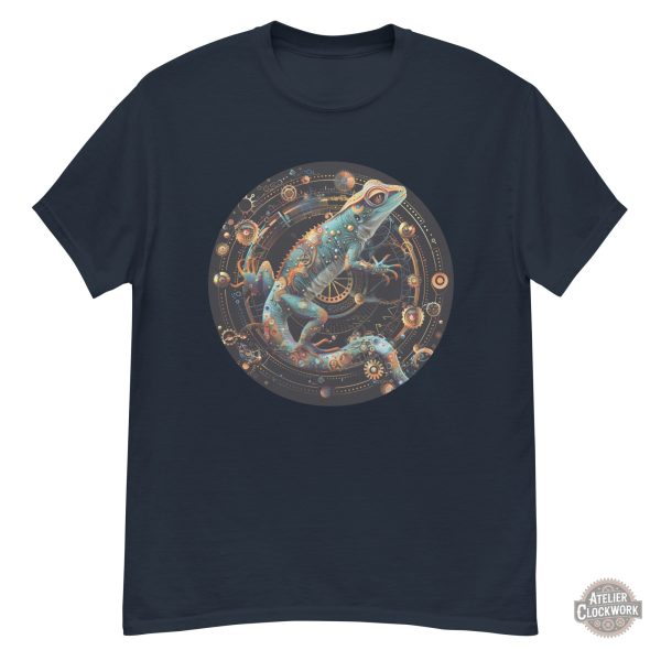 T-shirt Gecko au style steampunk unique