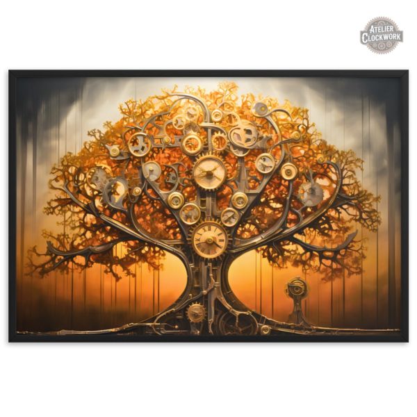 Tableau Steampunk avec un arbre vibrant de vie