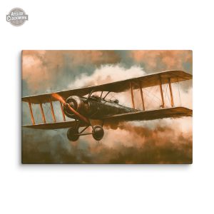 Tableau Avion Vintage - Biplan Steampunk