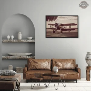 Tableau Avion Vintage en style steampunk
