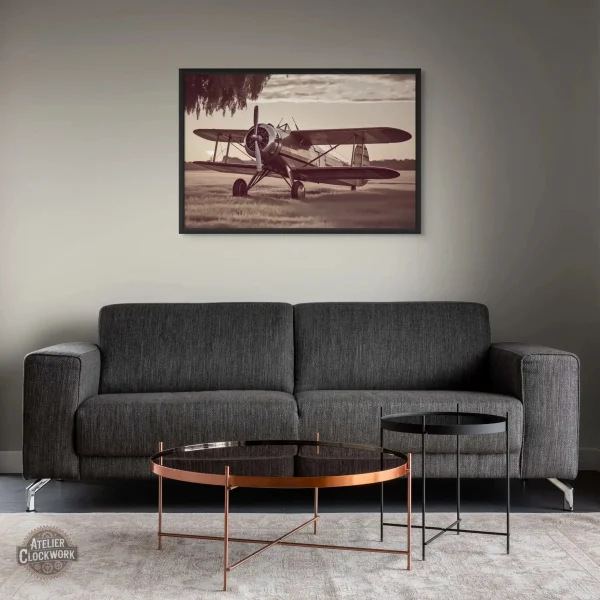 Décoration steampunk : illustration d'avion rétro