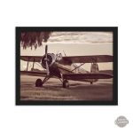 Tableau rétro représentant un avion dans un style vintage