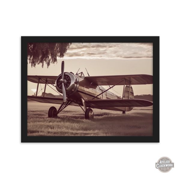 Tableau rétro représentant un avion dans un style vintage