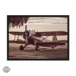 Illustration vintage d'un avion dans une ambiance steampunk