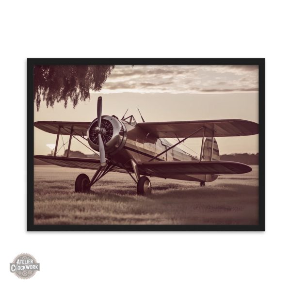 Illustration vintage d'un avion dans une ambiance steampunk