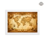 Art mural vintage carte du monde steampunk