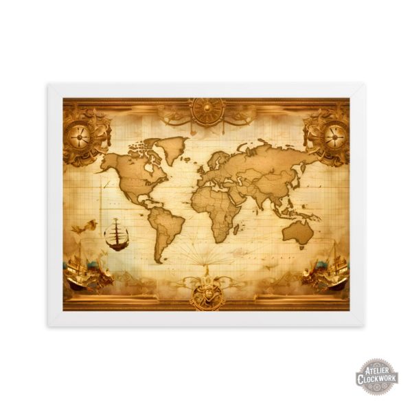 Carte du monde décorative pour ambiance steampunk