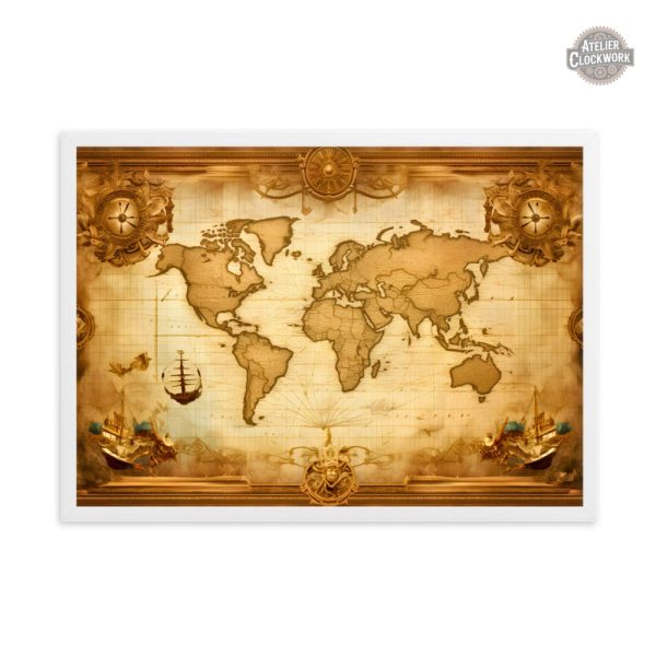 Tableau inspiré de l'ancienne cartographie steampunk