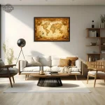 Décoration murale steampunk carte du monde