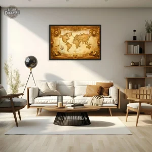 Décoration murale steampunk carte du monde
