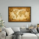 Tableau ancien illustrant le monde en style rétro