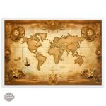 Art mural carte du monde steampunk unique