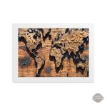 Tableau en bois, design Steampunk et carte du monde