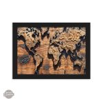 Carte du Monde vintage en bois Steampunk