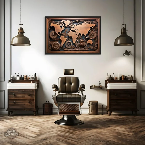 Art mural carte du monde vintage