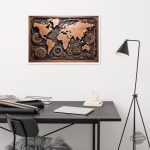 Tableau steampunk carte géographique