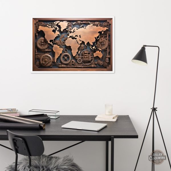 Tableau steampunk carte géographique
