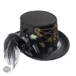Chapeau Magicien Halloween avec chaînes et plumes