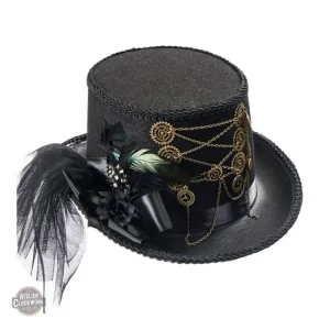 Chapeau Magicien Halloween avec chaînes et plumes