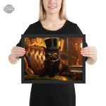 Tableau avec un chat noir dans un cadre élégant