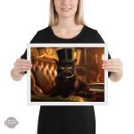 Tableau artistique de chat noir en ambiance steampunk