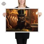 Chat noir en costume victorien sur toile