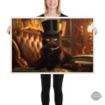 Art mural unique : chat noir aristocratique
