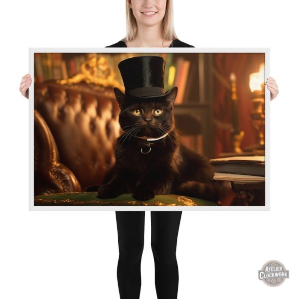 Art mural unique : chat noir aristocratique