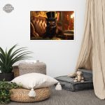 Tableau steampunk : silhouette de chat noir