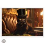 Art mural Steampunk représentant un chat noir