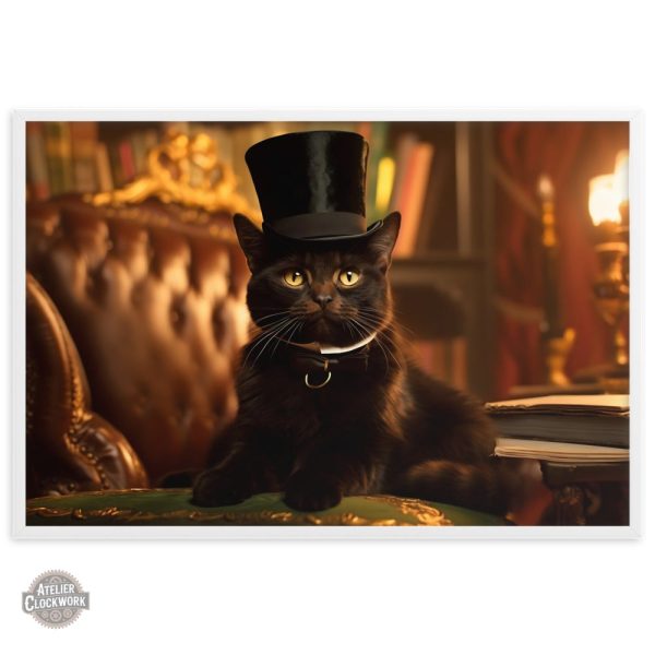 Art mural Steampunk représentant un chat noir